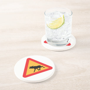 Caution Moose Swedish Traffic Sign Coaster