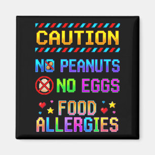 Caution No Peanuts No Eggs Food Allergies Retro Magnet