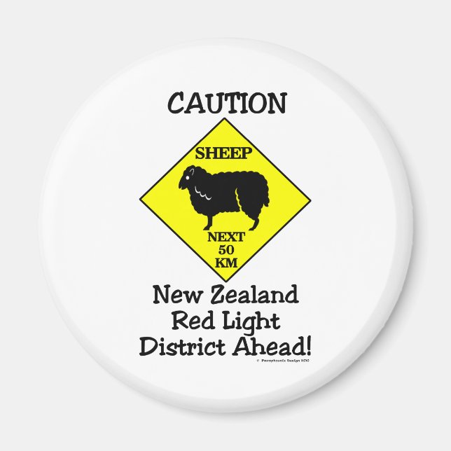 Caution NZ Red Light District Magnet (Front)
