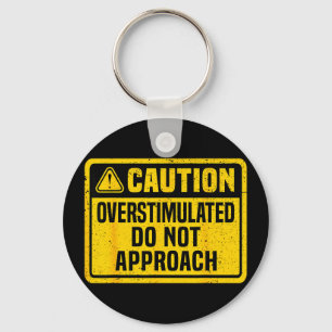 Caution overstimulated do not approach funny key ring