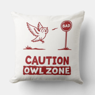 Caution Owl Zone – Playful Owl Pillow Design