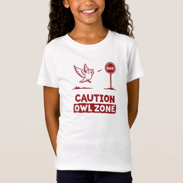  Caution Owl Zone – Playful Owl T-Shirt Design (Front)