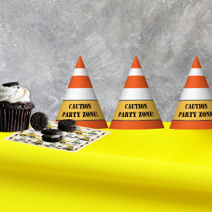 "Caution Party Zone" Construction Themed Birthday  Hat