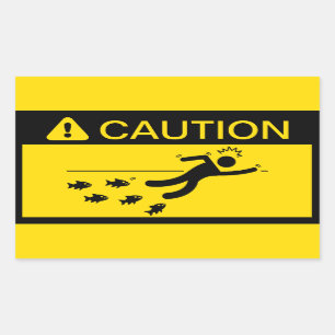 Caution: Piranhas in Water Rectangular Sticker
