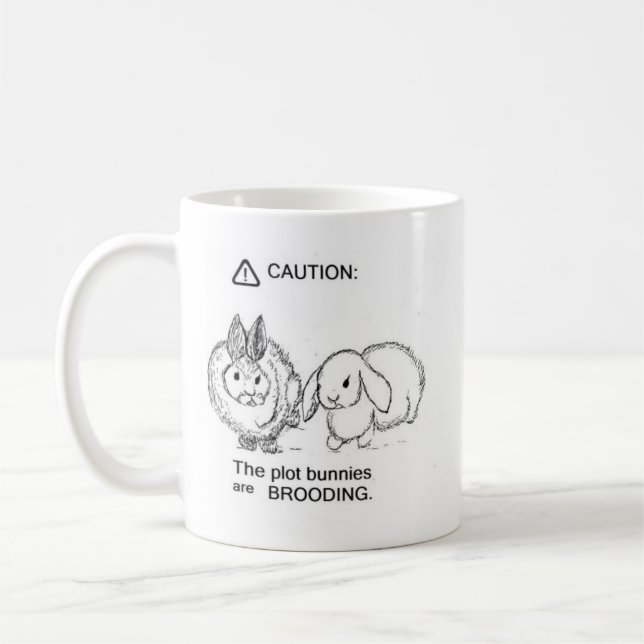 Caution: Plot Bunnies Coffee Mug (Left)