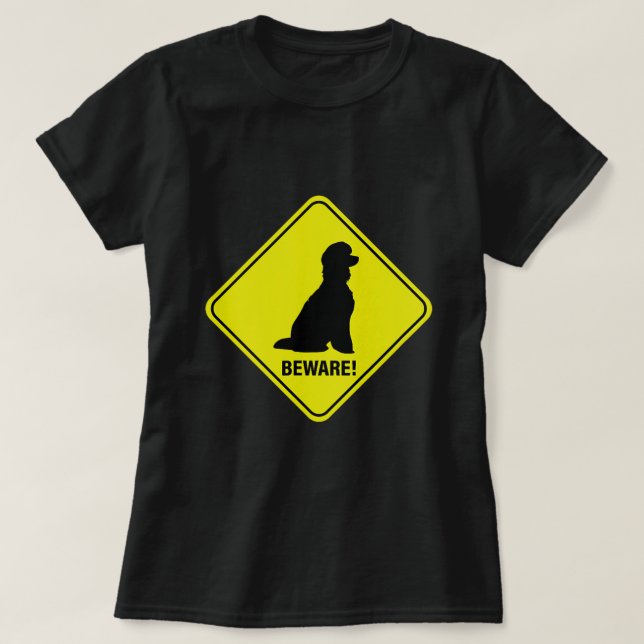 Caution Poodle Sign T-Shirt (Design Front)