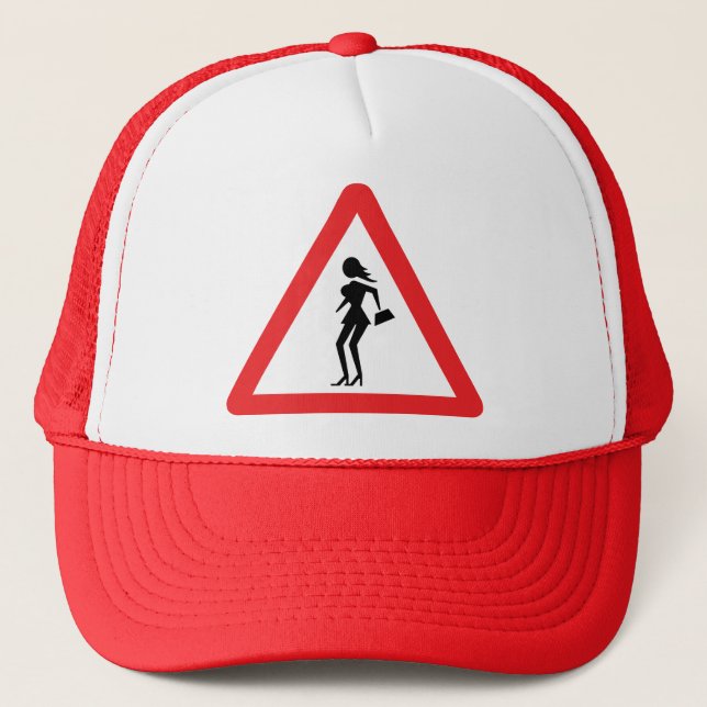 Caution Prostitute (Attenzione Prostitute) Sign Trucker Hat (Front)