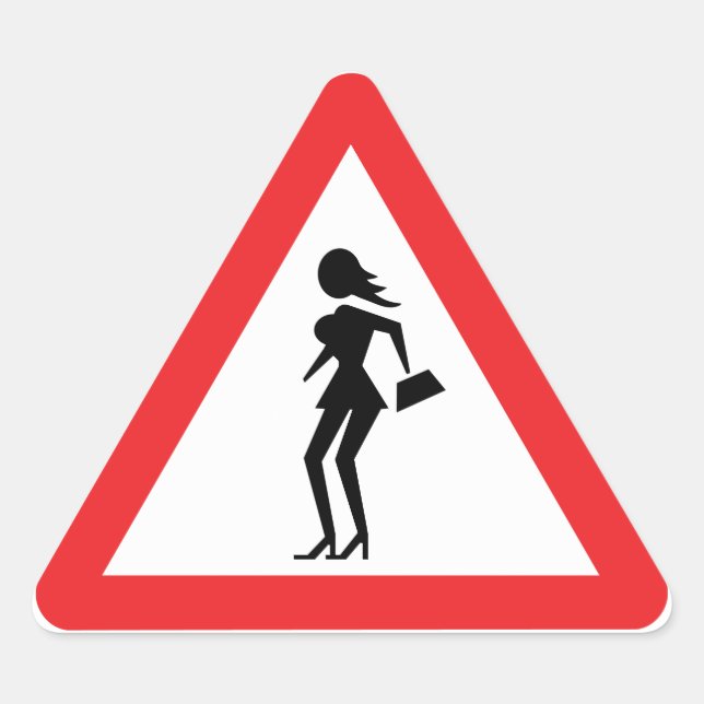 Caution Prostitute (Attenzione Prostitute) Triangle Sticker (Front)