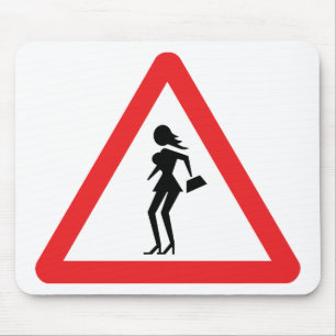 Caution Prostitute Road Traffic Sign Mouse Mat