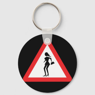 Caution Prostitute Traffic Road Sign Key Ring