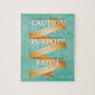 Caution, Purpose, Faith in Blue Jigsaw Puzzle