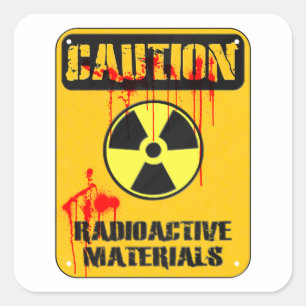 Caution Radioactive Material Square Sticker