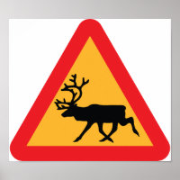 Caution Reindeer Swedish Traffic Sign