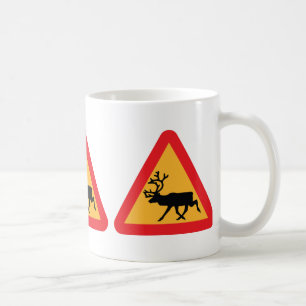 Caution Reindeer Swedish Traffic Sign Coffee Mug