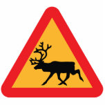 Caution Reindeer Swedish Traffic Sign Standing Photo Sculpture<br><div class="desc">Reindeer / Caribou warning road sign,  black deer silhouette.

Globe Trotters specialises in idiosyncratic imagery from around the globe. Here you will find unique Greeting Cards,  Postcards,  Posters,  Mousepads and more.</div>