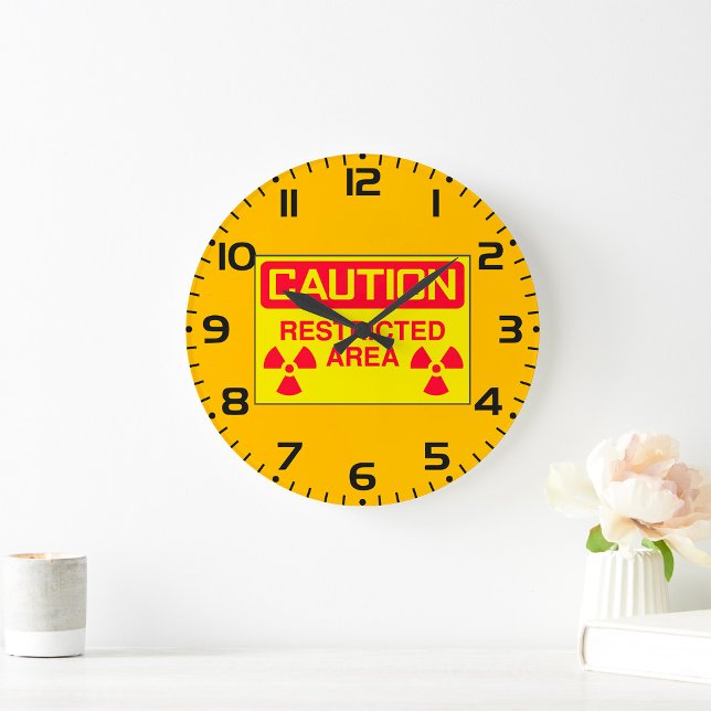 Caution Restricted Area Radiation Hazard Warning Large Clock (Creator Uploaded)