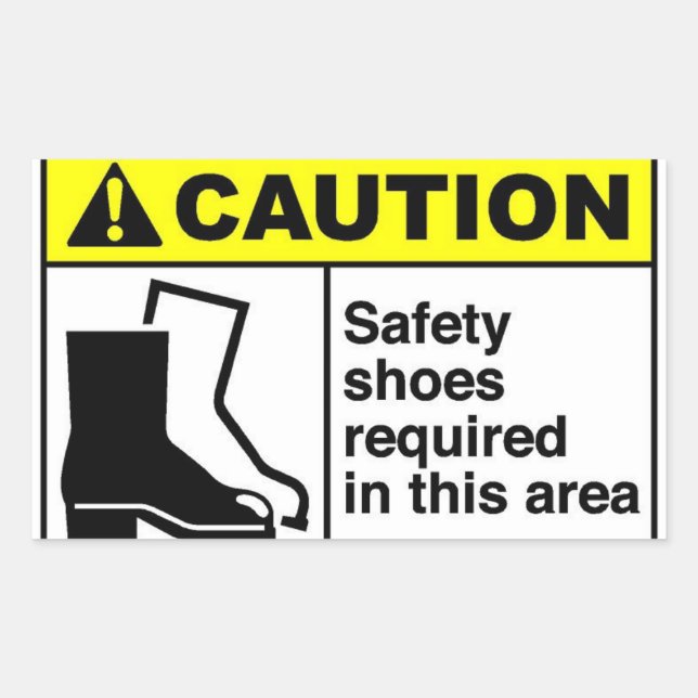 CAUTION Safety shoes Rectangular Sticker (Front)