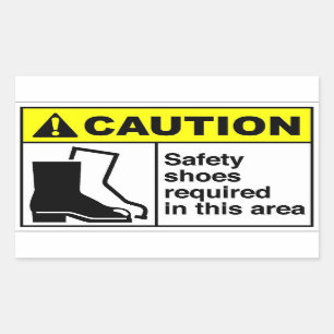 CAUTION Safety shoes Rectangular Sticker