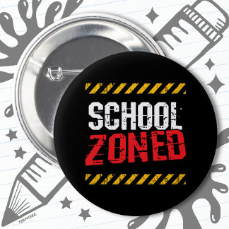 Caution School Zoned Traffic School Crossing Guard 6 Cm Round Badge