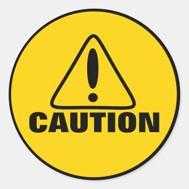 Caution Sign Classic Round Sticker (Front)