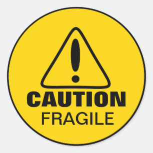 Caution Sign Fragile Classic Round Sticker