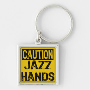 Caution Sign- Jazz Hands Yellow/Black Key Ring