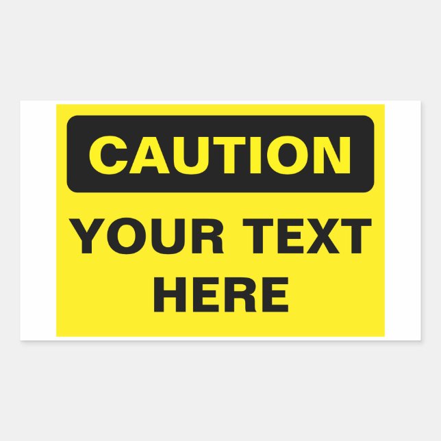 Caution Sign, template, landscape version Rectangular Sticker (Front)
