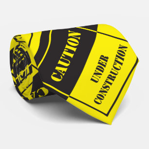 caution sign under construction tie