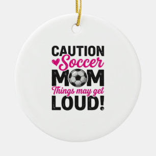 Caution Soccer Mum Loud Vintage Shirt Design_1 Ceramic Tree Decoration
