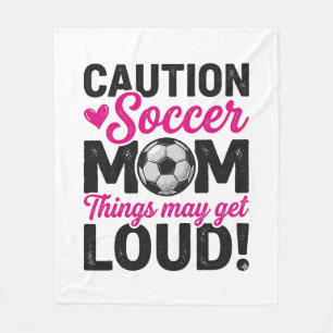 Caution Soccer Mum Loud Vintage Shirt Design_1 Fleece Blanket