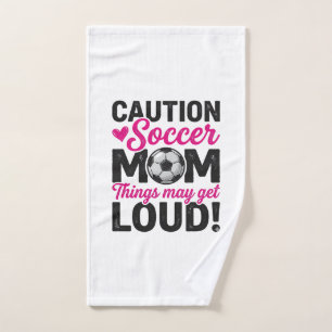 Caution Soccer Mum Loud Vintage Shirt Design_1 Hand Towel