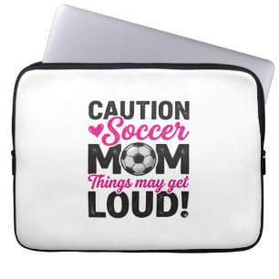 Caution Soccer Mum Loud Vintage Shirt Design_1 Laptop Sleeve