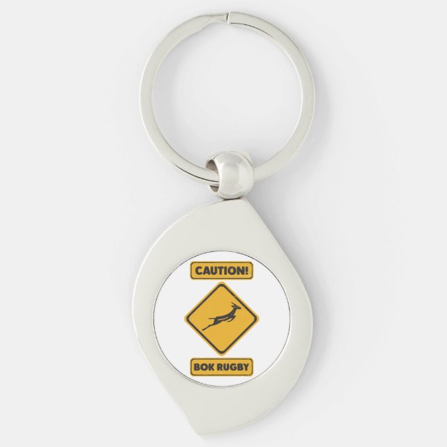 Caution - SpringBoks Crossing Key Ring (Front)