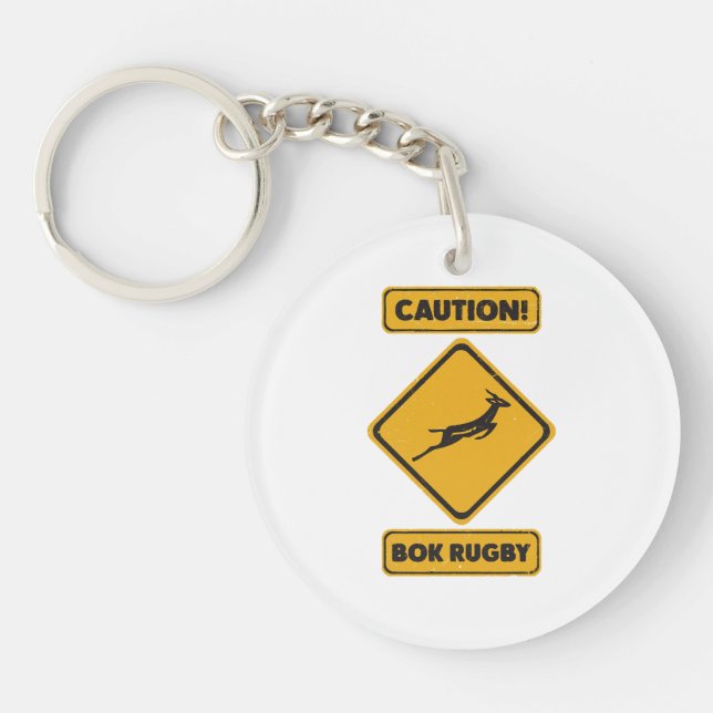 Caution - SpringBoks Crossing Key Ring (Front)