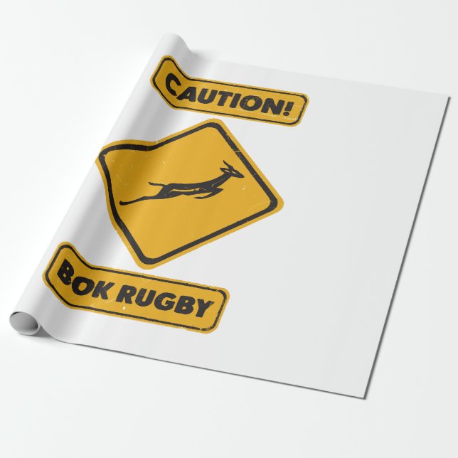 Caution - SpringBoks Crossing Wrapping Paper (Unrolled)