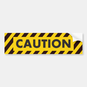 Caution Stripes - Black Yellow - Visibility Hazard Bumper Sticker