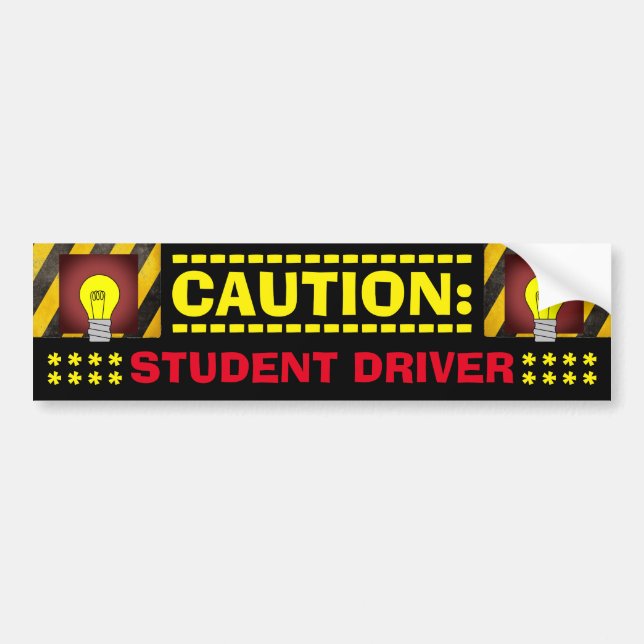 CAUTION: Student Driver Accident Deterrent Bumper Sticker (Front)
