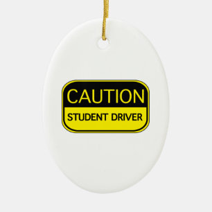 Caution Student Driver Ceramic Tree Decoration
