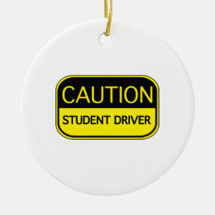 Caution Student Driver Ceramic Tree Decoration