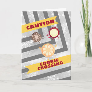 Caution tape Christmas cookie crossing Holiday Car Card