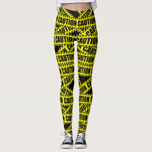 Caution tape design leggings