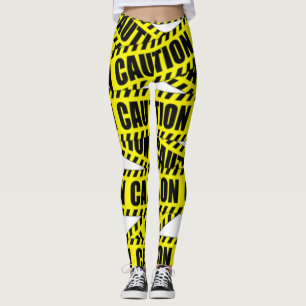 Caution tape design leggings
