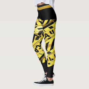 Caution Tape Illustration Legging Yellow