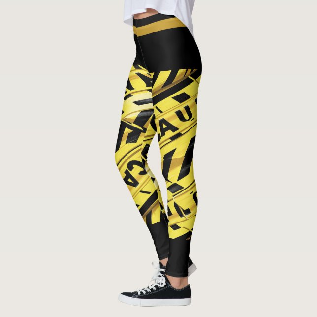 Caution Tape Illustration Legging Yellow (Left)