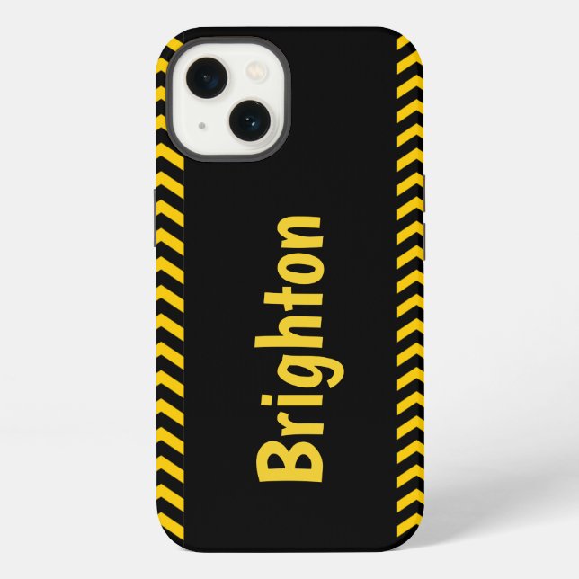 Caution Tape Pattern with Name iPhone Case (Back)