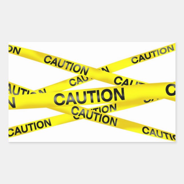 Caution Tape Rectangular Stickers (Front)