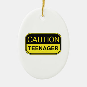 Caution Teenager Ceramic Tree Decoration