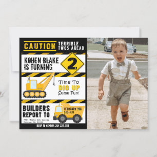 Caution Terrible Two’s Invitation With Photo