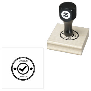 CAUTION Text Safety Checks Workplaces Storage Red Rubber Stamp