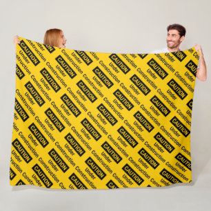 CAUTION Under Construction Men at Work Fleece Blanket